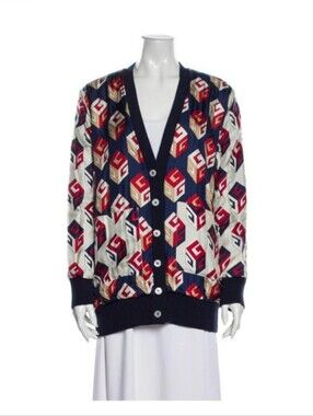 NWT $2850 Authentic  Gucci Stripe Wool And Silk Reversible Cardigan